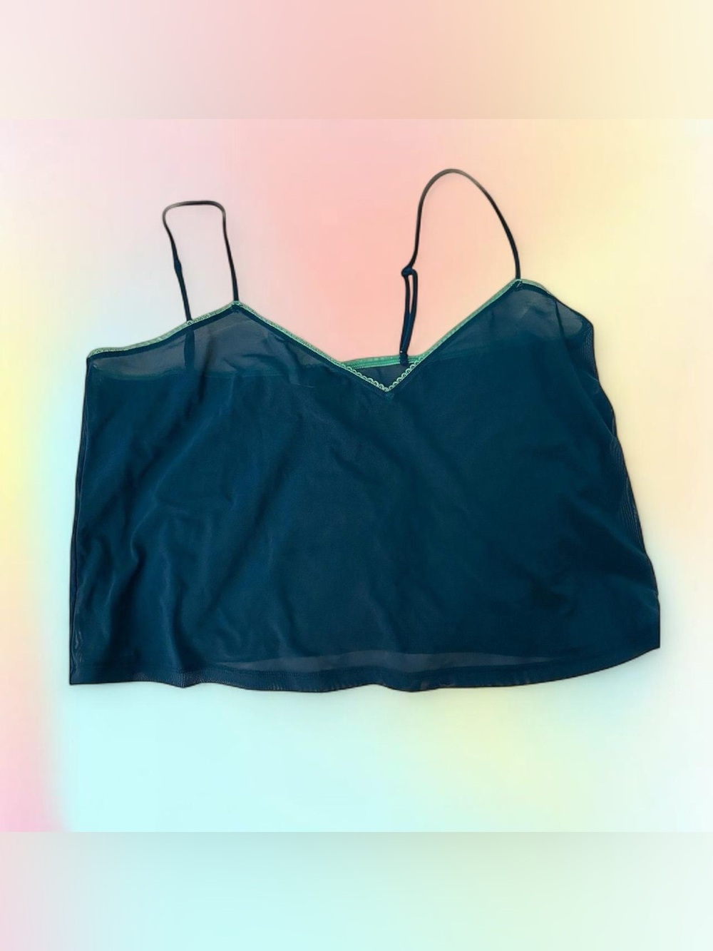 Parade Blue and Teal Archive Sexy Silky Mesh Babydoll Tank Size Large